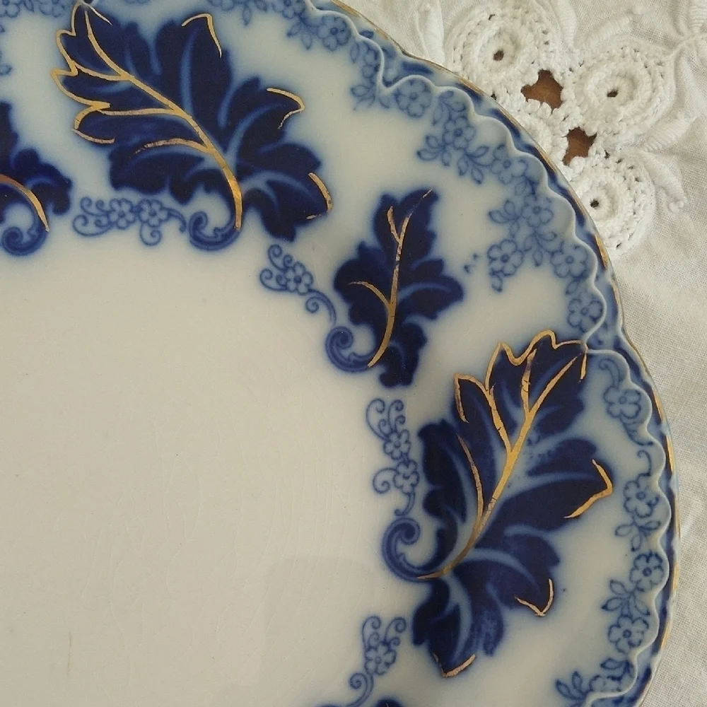 Johnson Brothers Norman dynasty Flow Blue and Gold Dinnerware Plate 9